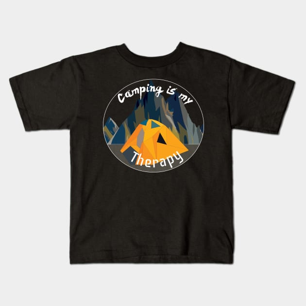 Cool tent camping outdoor mountain shirt Kids T-Shirt by thefriendlyone